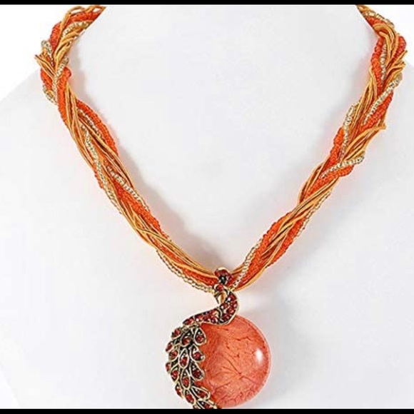 Beaded Style Pendant Opal Peacock Necklace - Picture 11 of 12